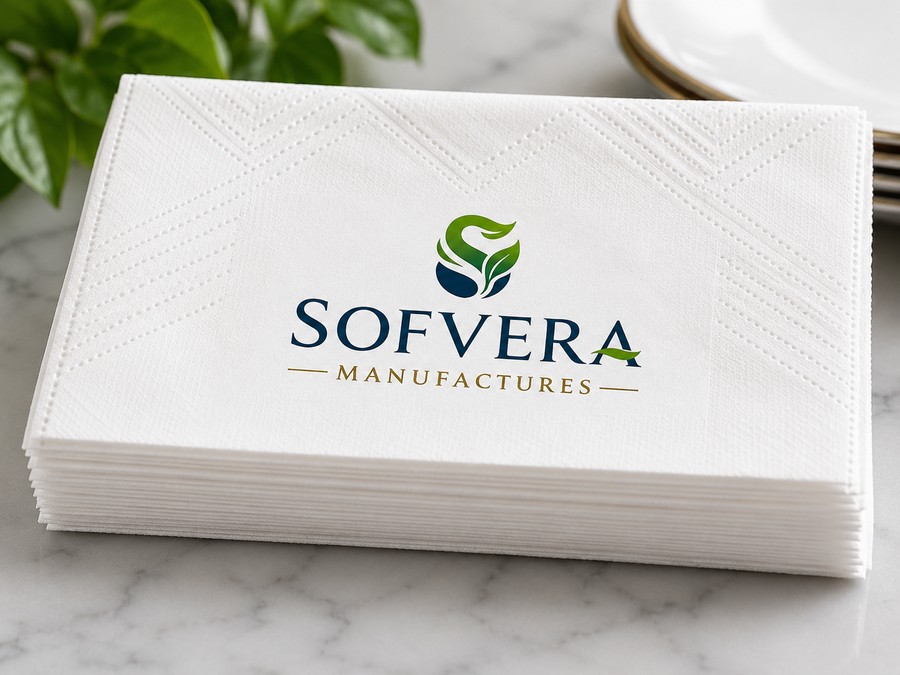 Stack of folded paper napkins